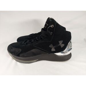 Under Armour Curry 1 Lux Mid Suede Black Metallic Silver 10.5M 1296617-001